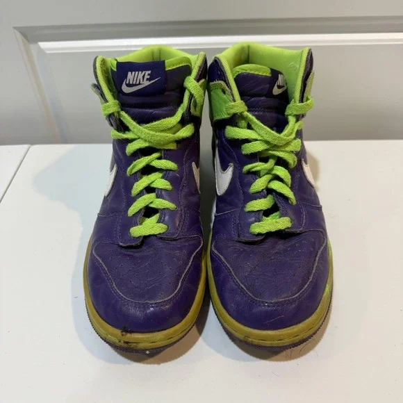 Nike Dunk High ID Shoes Womens Size 8 Purple Green Leather Sneakers 533136-091 - Picture 2 of 8